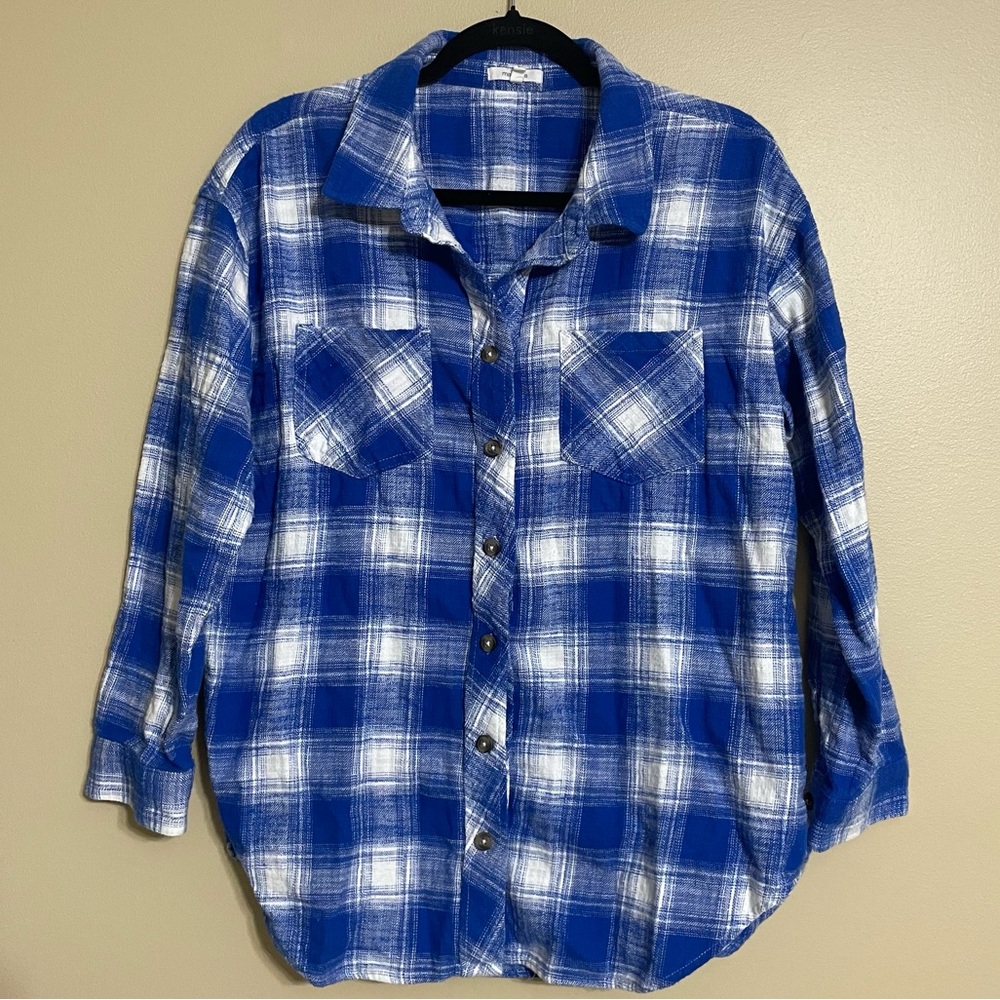 Maurices Blue Flannel shacket‎ 100% cotton size large